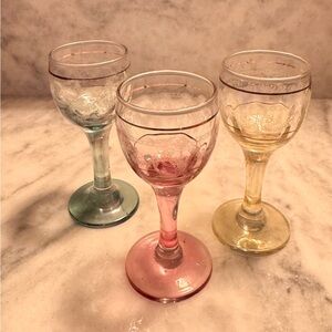 Set of 3 Cristalleria F.Ili Fumo vintage cordial glasses